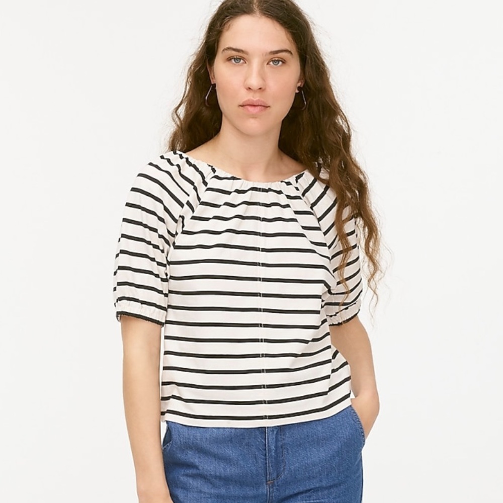 NWT J. Crew Mariner Cloth Puff Sleeve Top